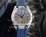 Replica Omega Aqua Terra 150M Watch SS Grey Dial Blue Rubber Strap 41MM